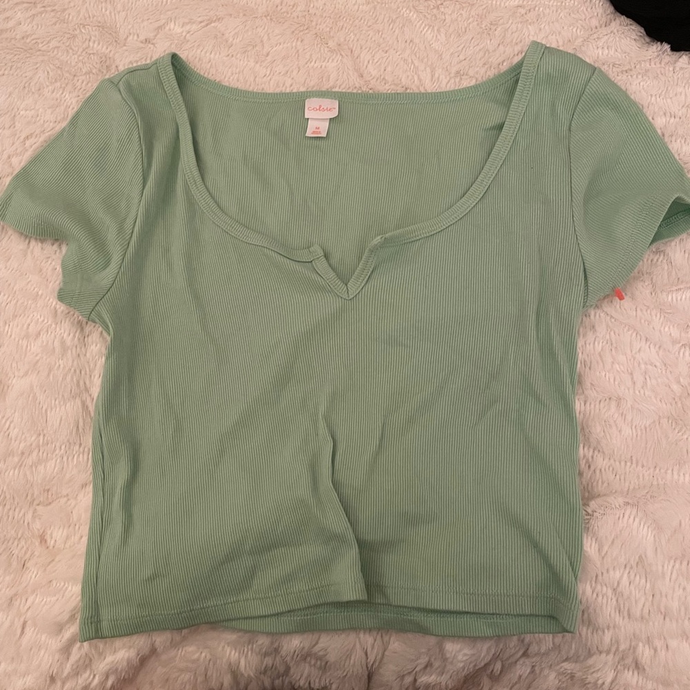 Lucky charms green V-neck crop top
